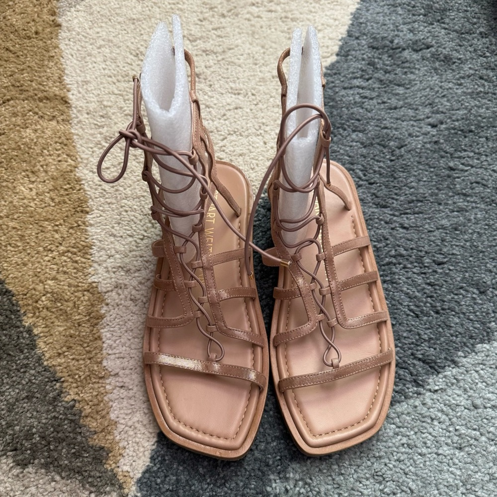 Stuart Weitzman Kora Lace-Up Leather Gladiator Sandals